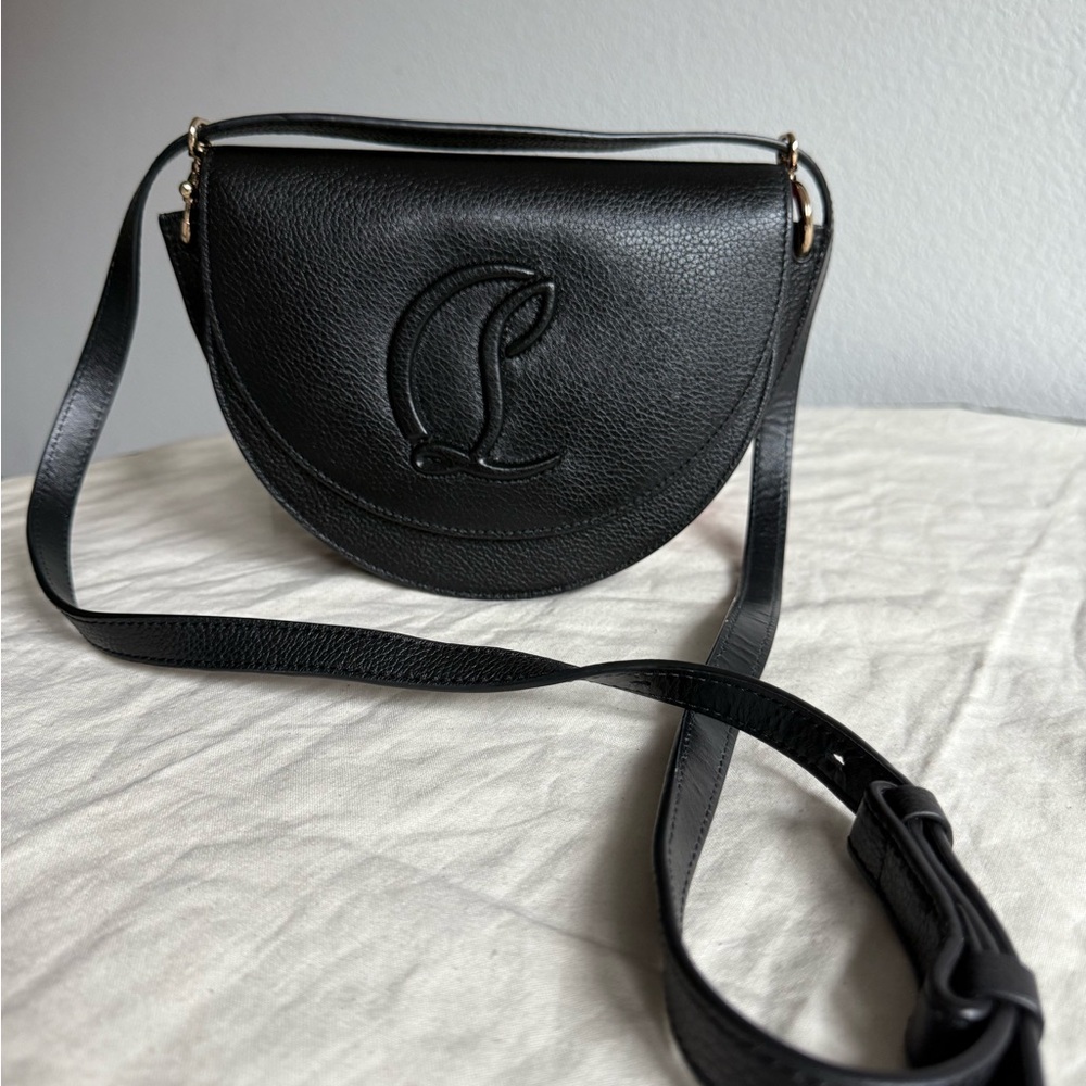 CHRISTIAN LOUBOUTIN By My Side Black Leather Shouder Bag